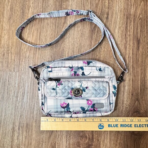 LUG Switch Floral Plaid Crossbody Bag Convertible Strap RFID Travel - Picture 3 of 9